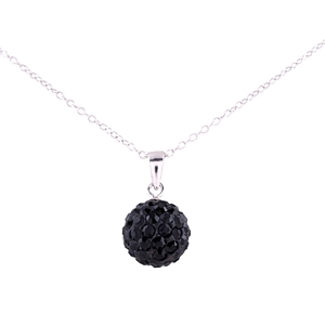 Sterling silver 10mm Black Crystal Shamballa Pendant